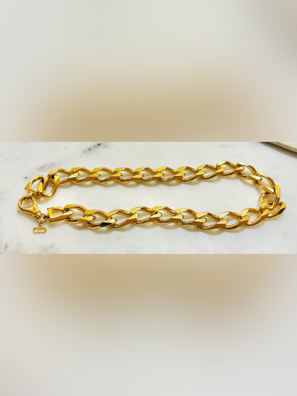 Vintage Dior Gold Chunky Curb Link Necklace 1980s - Picture 10 of 10